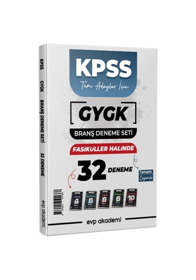 Evp Akademi Kpss Tüm Adaylar İçin Tüm Dersler Türkçe, Matematik, Tarih, Coğrafya Vatandaşlık 32 Deneme Seti