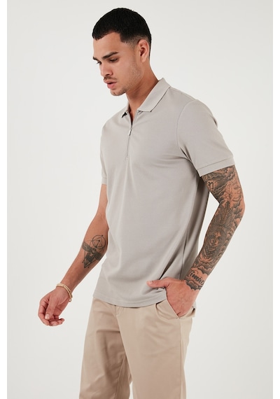Buratti Pamuklu Regular Fit Fermuarlı Erkek Polo Yaka T Shirt 5902915 Gri