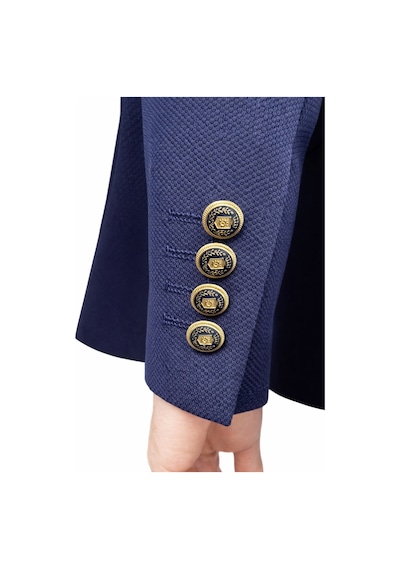 Erkek Kruvaze Gold Düğmeli Dokulu Likralı Kumaş Blazer Ceket Modern Kesim Şık Tasarım Lacivert