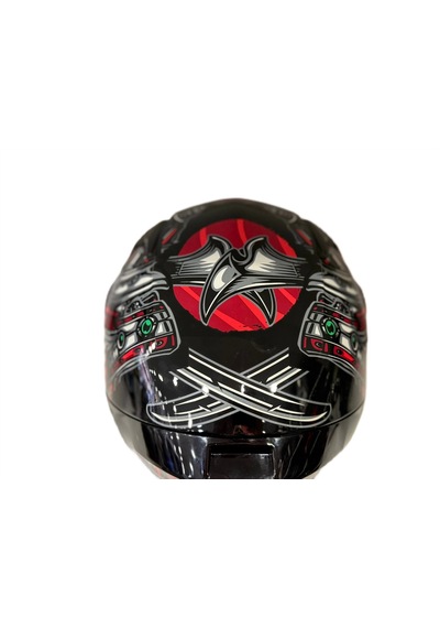Shiro Katana Sv Samurai Kapalı Kask Kırmızı - Siyah