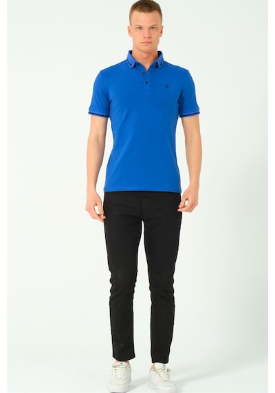T8586 Dewberry Erkek Polo Yaka T-shırt-sax-2