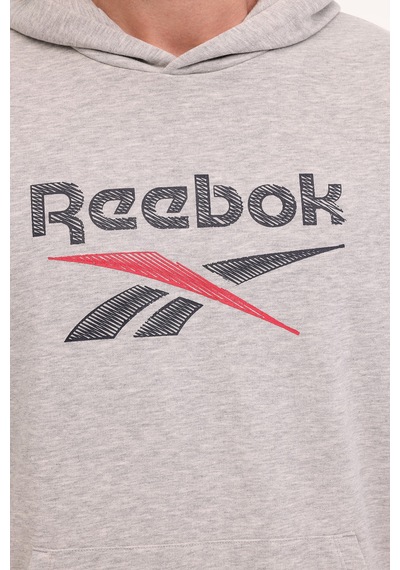 Reebok New Id Reg Hoodıe Gri Erkek Sweatshirt Gri-lacı-kırmızı