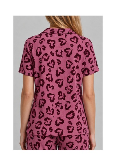 Fit Women Kadın Kısa Kollu Rahat Mor Pijama Takımı 4734