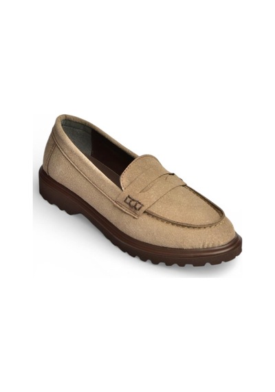 Fox Shoes Y996051002 Vizon Süet Alçak Tabanlı Kadın Makosen Ayakkabı Vizon