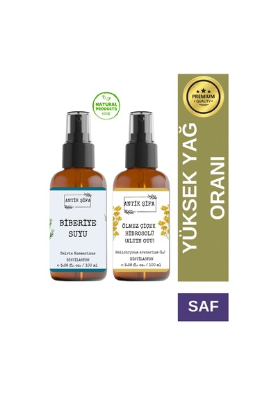Biberiye Suyu Ve Ölmez Çiçek Suyu Seti - Gergin Hidrosolü Seti 2x100ml