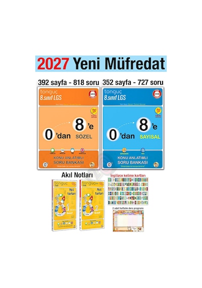 8. Sınıf 2027 0'dan 8'e Konu Anlatımlı Soru Bankası Seti 1. 2. Dönem Akıl Notları