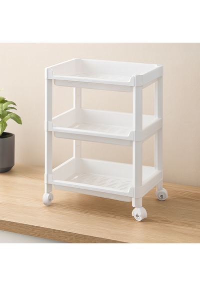 3 Katlı Tekerlekli Sepet Organizer Raf - 352x220x480 Mm Çok renkli