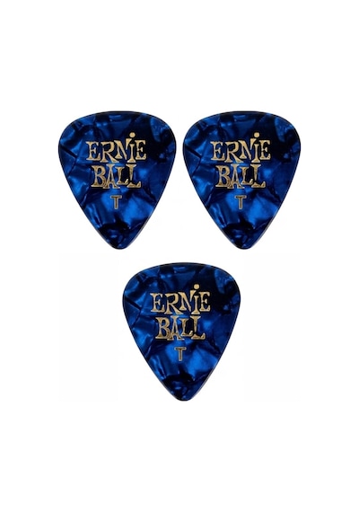 Ernie Ball P09164 Pearloid Thin Mavi Gitar Pena 3 Adet 0,46mm