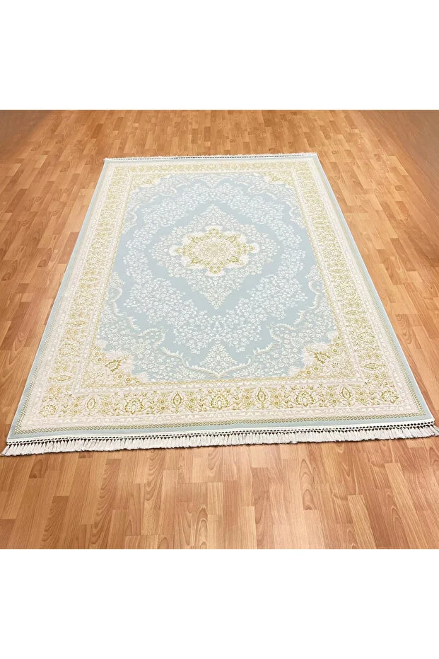 Mevlana Bazaar Çini Motifli Dekoratif 200 X 300 Yün Halı 1mavi