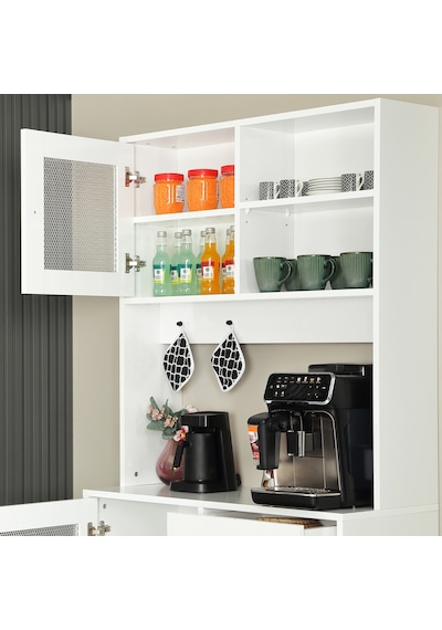 Pasific Home Grano Kahve Köşesi Çok Amaçlı Kiler Dolabı, 96 cm, Parlak Beyaz
