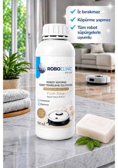 Roborock Robot Süpürge İle Uyumlu Deterjan, Solüsyon Beyaz Sabun Kokulu Yüzey Temizleyici 500 Ml
