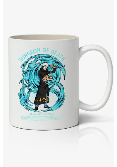 Trafalgar Law One Piece Temalı Beyaz Kupa Bardak Arkadaşa Sevgiliye Hediye Beyaz