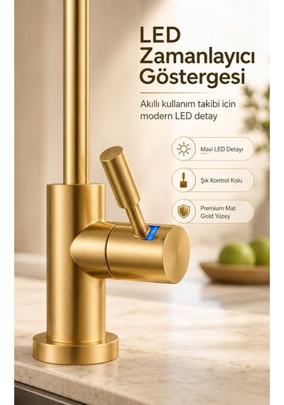Ncps883cp-l Led Göstergeli Krom Arıtma Musluğu Premium Ro Musluk Altın