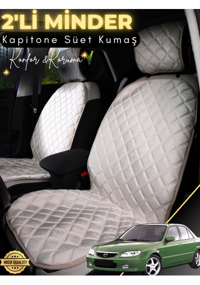 Mazda 3.23 Uyumlu 2'li Süet Oto Koltuk Minderi Terletmez Universal Su Geçirmez A4 Bej
