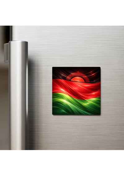 Malavi Malawi Abstract Ülke Bayraklı Buzdolap Magneti - 9x9 Cm