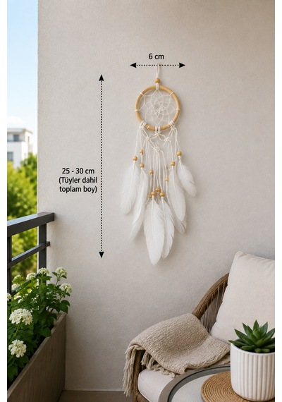 El Yapımı Beyaz Mini Düş Kapanı Bohem Dekoratif Rüya Kapanı