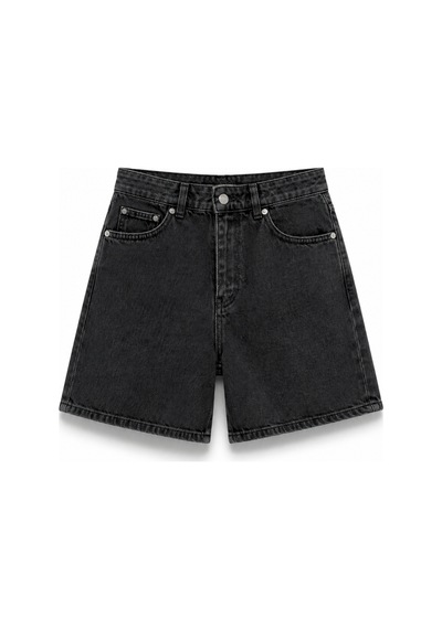 Açelyaokcu Premium Kaida Denim Midi Şort Siyah
