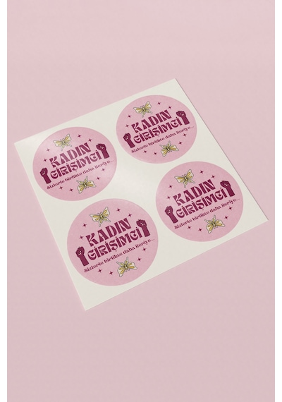 Kadın Girişimci Yuvarlak Sticker Paket Etiketi 3x3cm St2412 Çok Renkli
