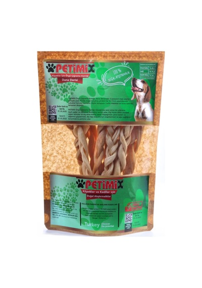 Petimix Örgü Dana Derisi Çiğneme Kemikleri Köpek Ödül Maması 100 G