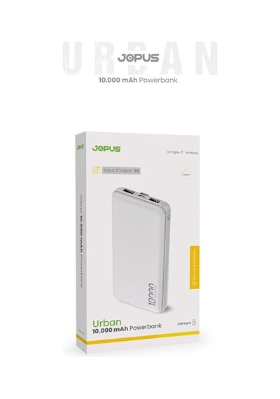 10.000mah Led Işıklı Taşınabilir Şarj Aleti/powerbank Siyah/beyaz Jp-p10s-1 Beyaz Diğer
