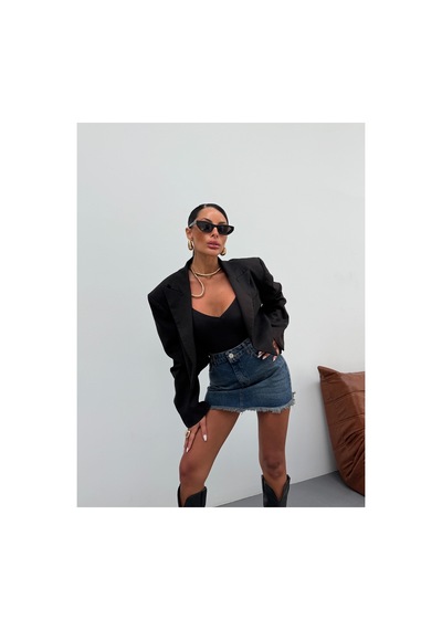 Kene Jeans Etek Ucu Püskül Mini Kahve Tint Kot/denim Etek Kahverengi
