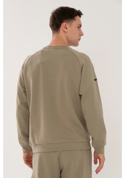 Maraton Regular Erkek Bisiklet Yaka Açık Haki- Sweatshirt Açık Haki-