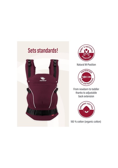 Manduca First Ergonomik Bebek Taşıyıcı 3 Taşıma Pozisyonu, Ayarlanabilir ve Konforlu Portbebe Bordo Tek Ebat