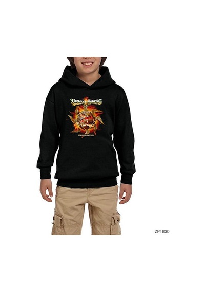 Zepplin Giyim Vicious Rumors Concussion Protocol Siyah Çocuk Kapşonlu Sweatshirt