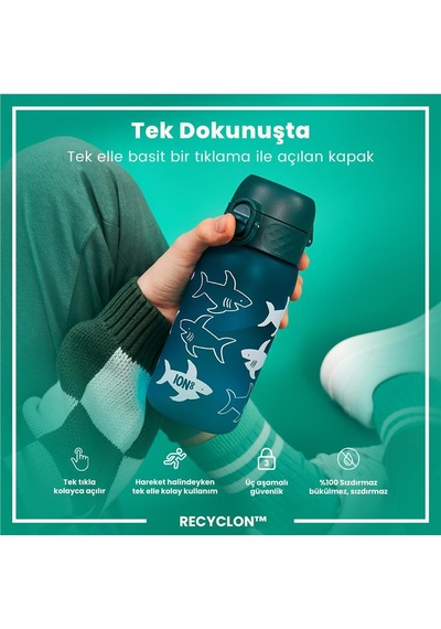 Ion8 - Çocuk Suluk - Köpekbalığı - 350 Ml - Sızdırmaz - Bpa İçermeyen Çok Renkli