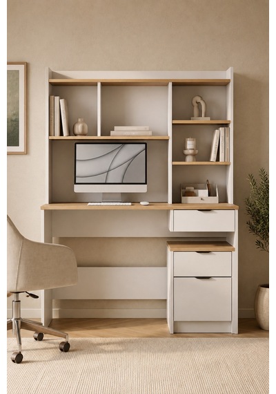 Home Armon Raflı Çekmeceli Kesonlu Çalışma Masası 120x163x50 Cm Beyaz Meşe Modern Tasarım Beyaz - 914411364 Beyaz Home Armon Raflı Çekmeceli Kesonlu Çalışma Masası 120x163x50 Cm Beyaz Meşe Modern Tasarım Beyaz - 914411364 Beyaz
