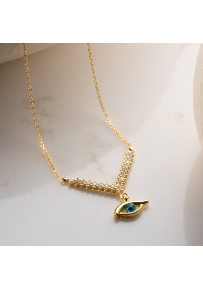 Vaoov 925 Ayar Gümüş Taşlı Sallantılı Göz Kolye Gold
