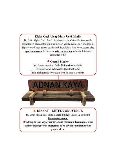 Kişiye Özel Doğal Ahşap Masa Üstü Ünvan İsimlik Ceviz Kişiye Özel Ceviz
