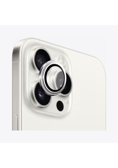 Safeus Safir Temperli Kamera Lens Koruyucu Apple Uyumlu iPhone 15 Pro Max Ve İle Beyaz