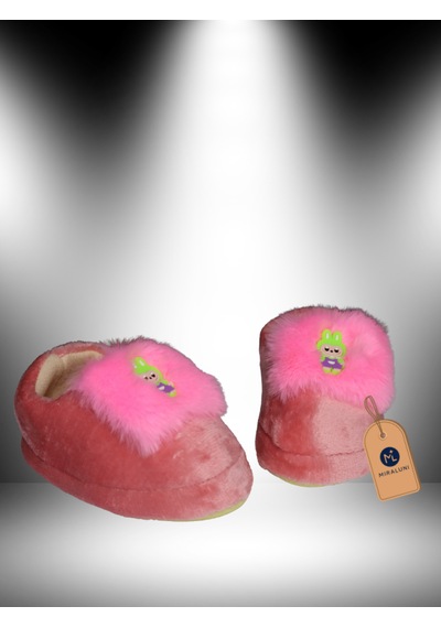 Miraluni Peluş Bebek Panduf Ve Ev Botu Yumuşak Tabanlı, Sıcak Tutarlı, Kaymaz Ev İçi Kışlık Patik Pudra Pembe