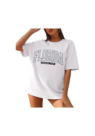 Yake Store Bisiklet Yaka Baskılı T-shirt - Beyaz - Beyaz
