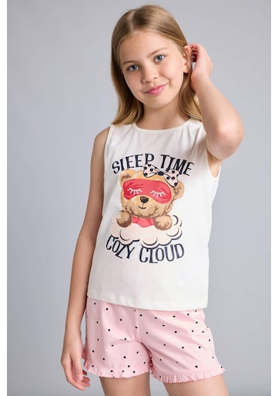 Defacto Kolsuz Ayıcıklı Regular Fıt 2li Ecru Pijama Takımı Kız Çocuk H8112a826smer105 Ekru-er105
