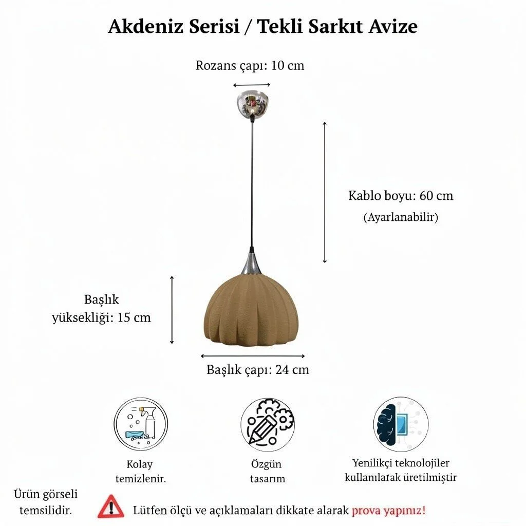 Akdeniz Serisi Beton Görünümlü Modern Tekli Sarkıt Avize - Sütlü Kahve - Mutfak, Salon, Çocuk Odası, Hol Aydınlatması Akdeniz Serisi Beton Görünümlü Modern Tekli Sarkıt Avize - Sütlü Kahve - Mutfak, Salon, Çocuk Odası, Hol Aydınlatması