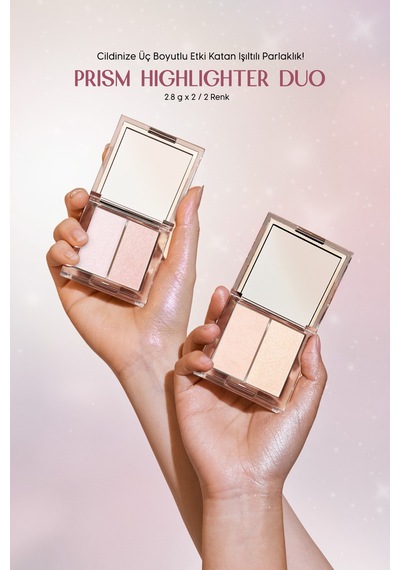 İnci Tanecikli Yoğun Işıltı Sağlayan 2 Li Highlighter Clio Prism Highlighter Duo 01 Cream Fizz