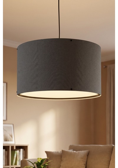 Antrasit Gri Kumaş Başlıklı Sarkıt Avize 35 Cm Standart