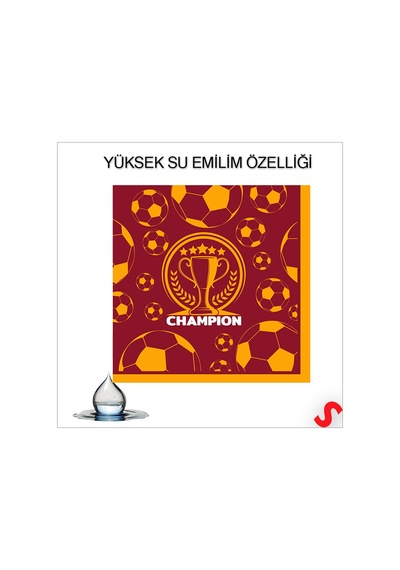 Futbol Temalı Sarı Kırmızı Champion Peçete - 33 Cm X 16 Adet