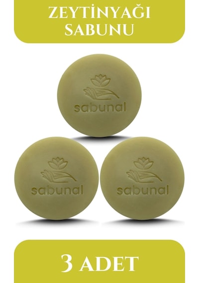 Sabunal Zeytinyağı Sabunu 3 Adet - Soğuk Pres Doğal Sızma Zeytinyağı Hamam Sabunu