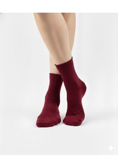 Ozzy Socks Kadın 4 Çift Bambu Lastiksiz Sıkmayan Diabetik Bilek Çorap Bordo