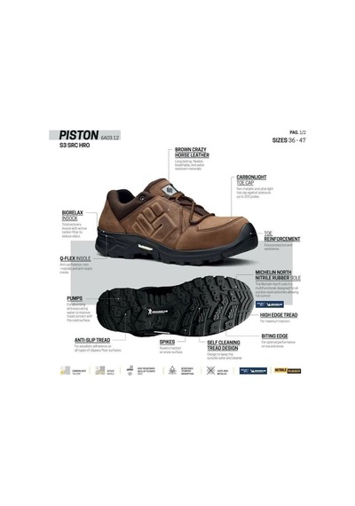 Toworkfor Piston S3 Src Hro Soles By Michelin İş Ayakkabısı Siyah