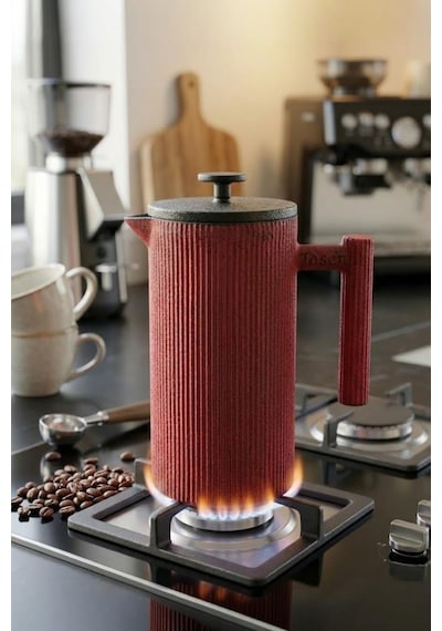Bambum Linden - Döküm Demlik French Press 350 Ml Kırmızı