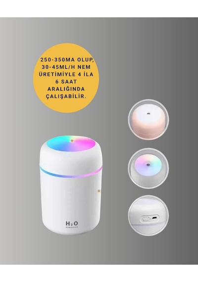Hubrendy Tekno Led Işıklı Sessiz Masaüstü Nemlendirici 3 Buhar Modu
