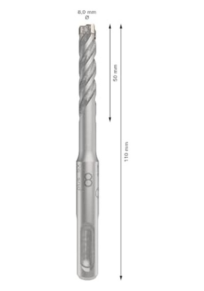 Ayrex 1x Pro Sds Plus-5x Kırıcı Delici Delme Ucu Donatılı Beton, Beton, Ø 8,00 Mm, Professional Aksesuar Kırıc