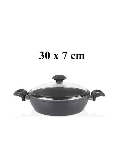Falez Seramik Tencere Tava Seti 30 Cm Tava Ve Karnıyarık + 24 Cm Derin Tencere Füme