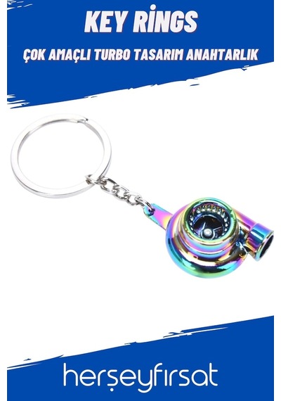 Herşeyfırsat Turbo Anahtarlık Metal Gökkuşağı Krom