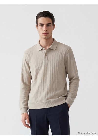 Lcwaıkıkı Classic Gri Polo Yaka Erkek Sweatshirt