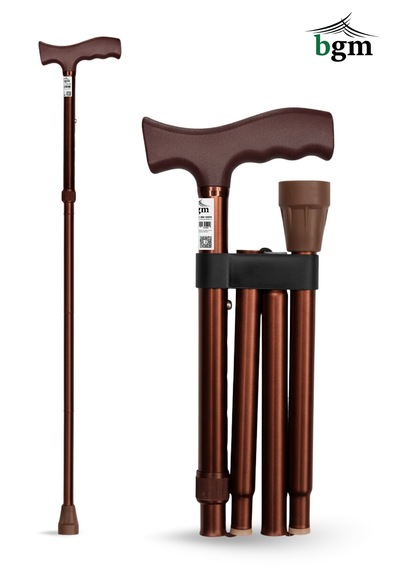 Baston Katlanabilir Denge Bastonu Yüksek Kalite Ayarlanabilir Kahverengi-bronz Baston